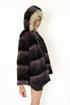 Vintage Arctic Wear Purple Stripe Faux Fur Coat (1970s)