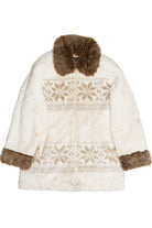 Vintage Nordic Lights Snowflake Pattern Faux Fur Coat (1990s)