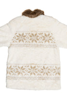 Vintage Nordic Lights Snowflake Pattern Faux Fur Coat (1990s)