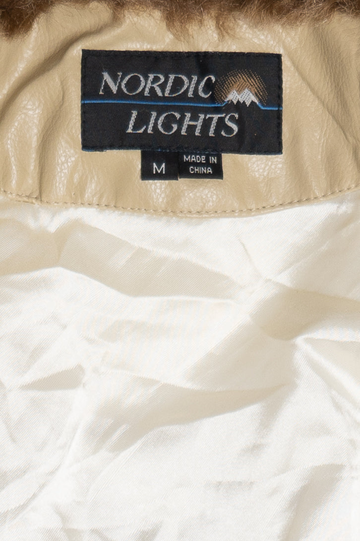 Vintage Nordic Lights Snowflake Pattern Faux Fur Coat (1990s)
