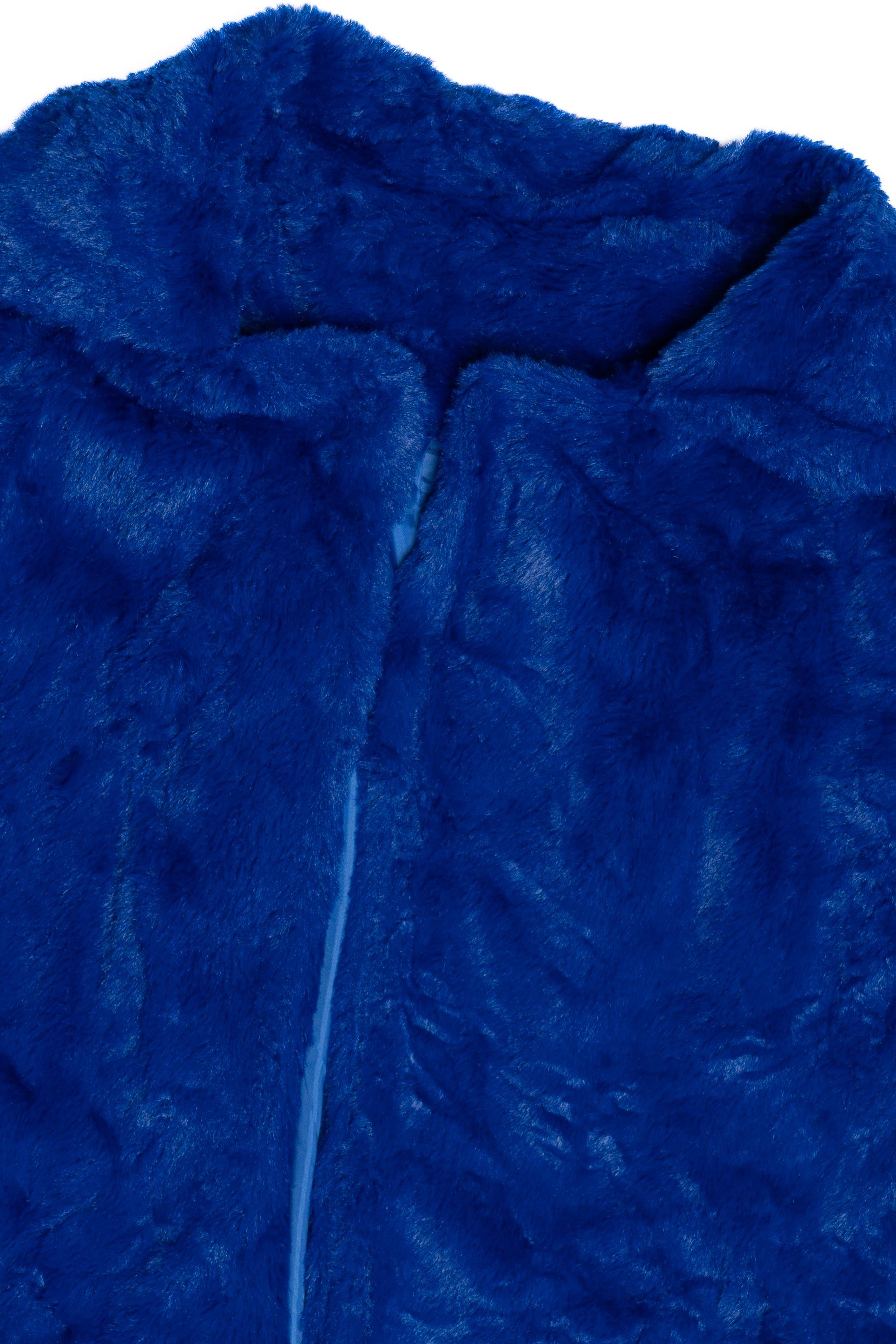 Royal Blue Faux Fur Open Front Coat
