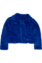 Royal Blue Faux Fur Open Front Coat