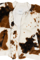 Le Lis Cow Print Faux Fur Jacket