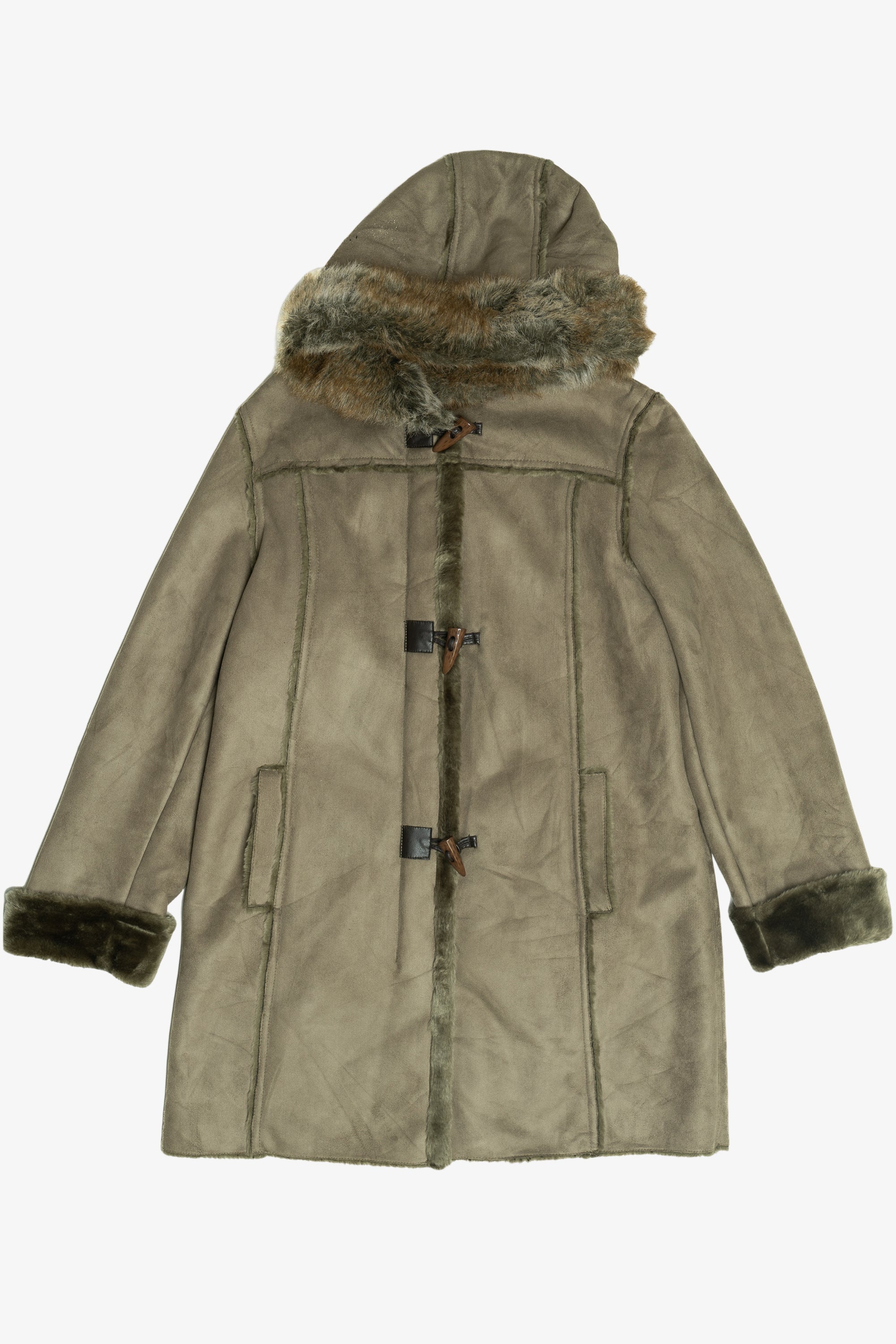 Chadwick's Sage Green Faux Suede Fur Coat