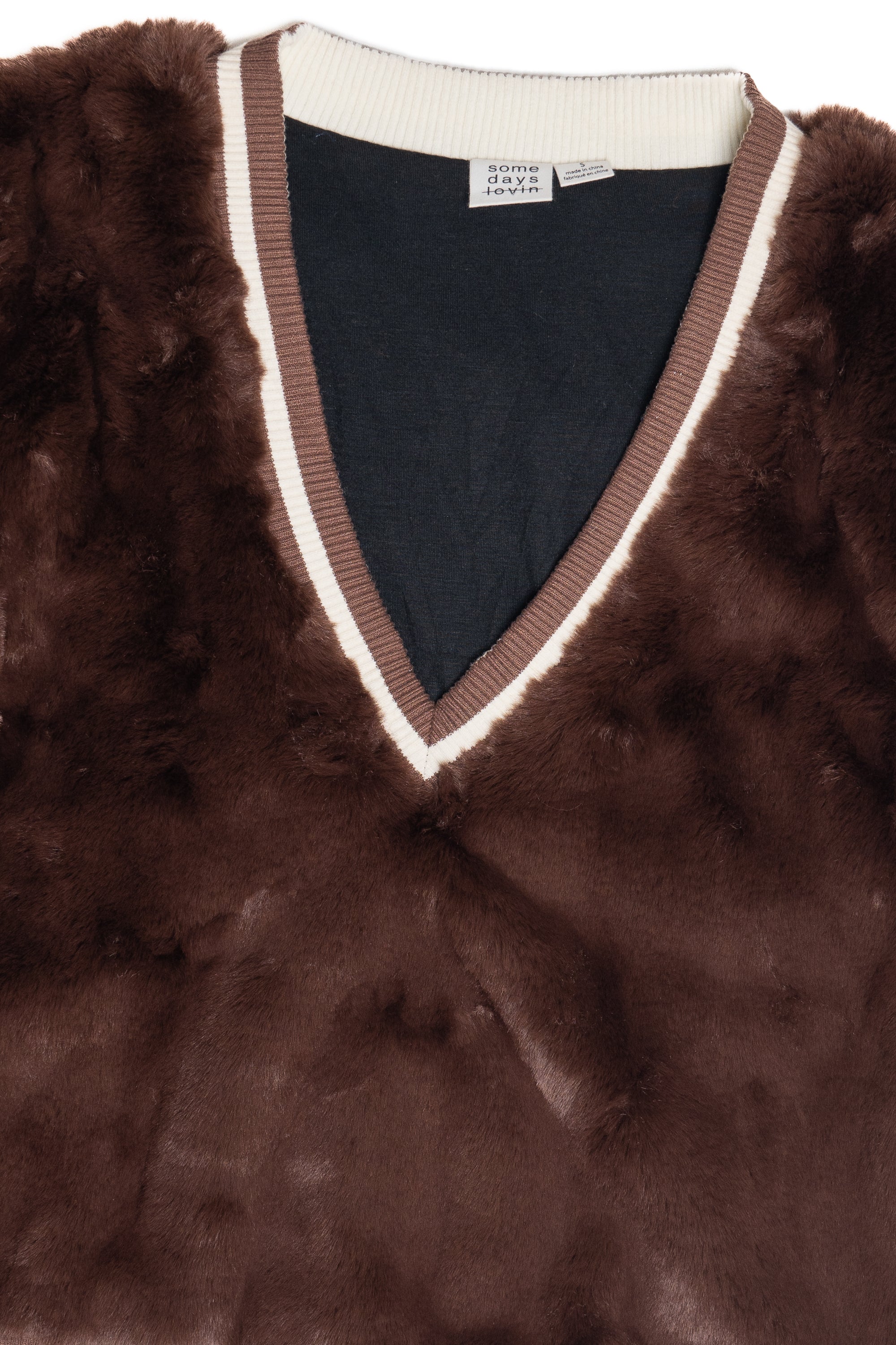 Smooth Soft Heavyweight Faux Fur V-Neck Sweater