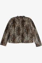 Vintage Textured Leopard Print Faux Fur Lightweight Jacket (1990s)
