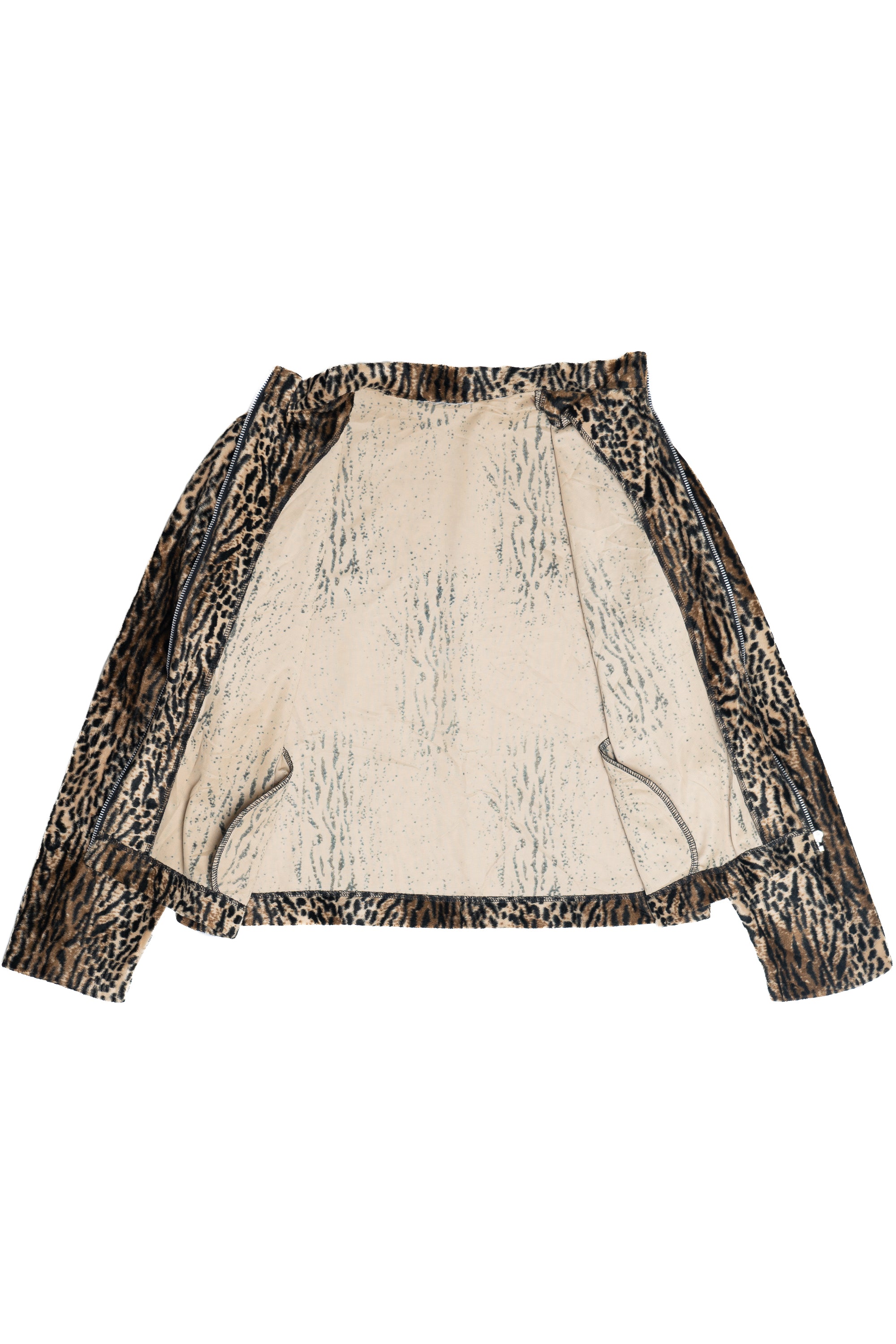 Vintage Textured Leopard Print Faux Fur Lightweight Jacket (1990s)