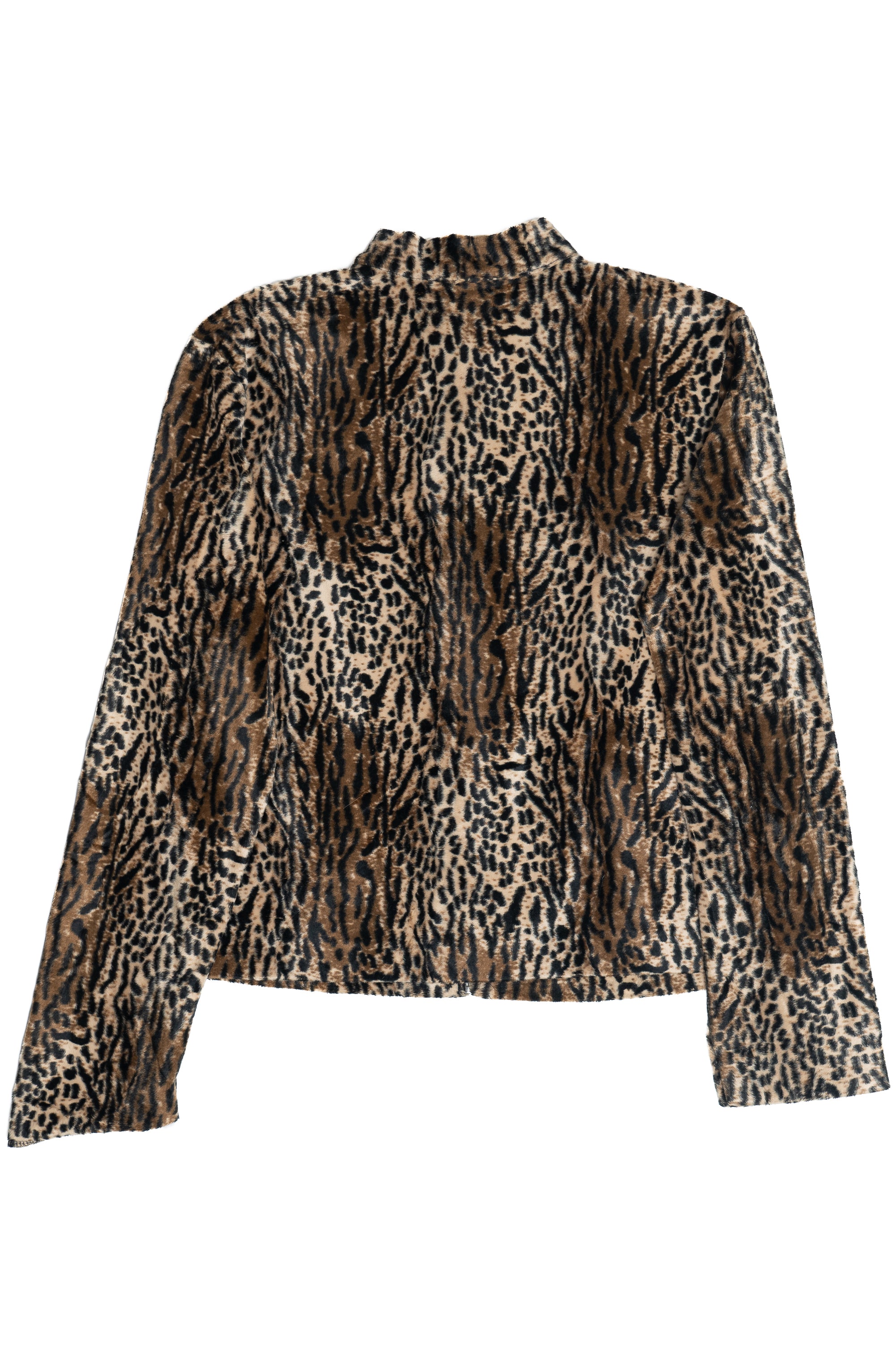 Vintage Textured Leopard Print Faux Fur Lightweight Jacket (1990s)