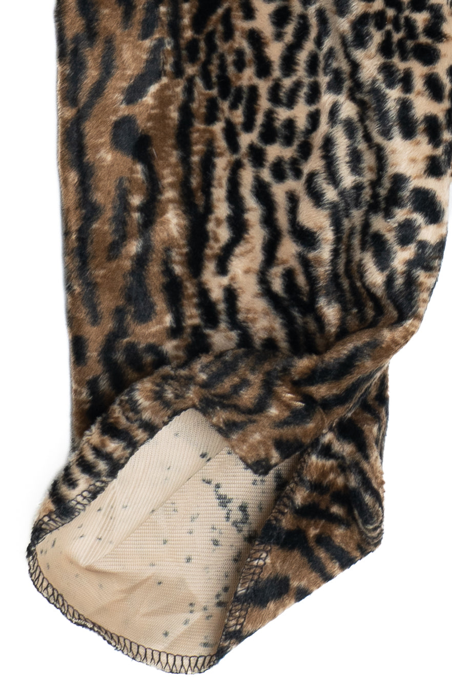 Vintage Textured Leopard Print Faux Fur Lightweight Jacket (1990s)