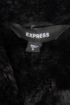 Vintage Black Suede Express Embroidered Faux Fur Lined Coat(2000s)