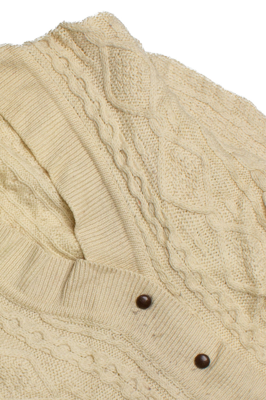 Vintage Clady Knit Vintage Fisherman Cardigan Sweater (1970s)