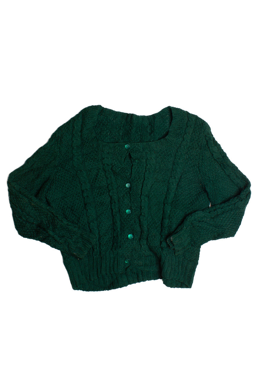 Vintage Emerald Green Fisherman Sweater (1980s)