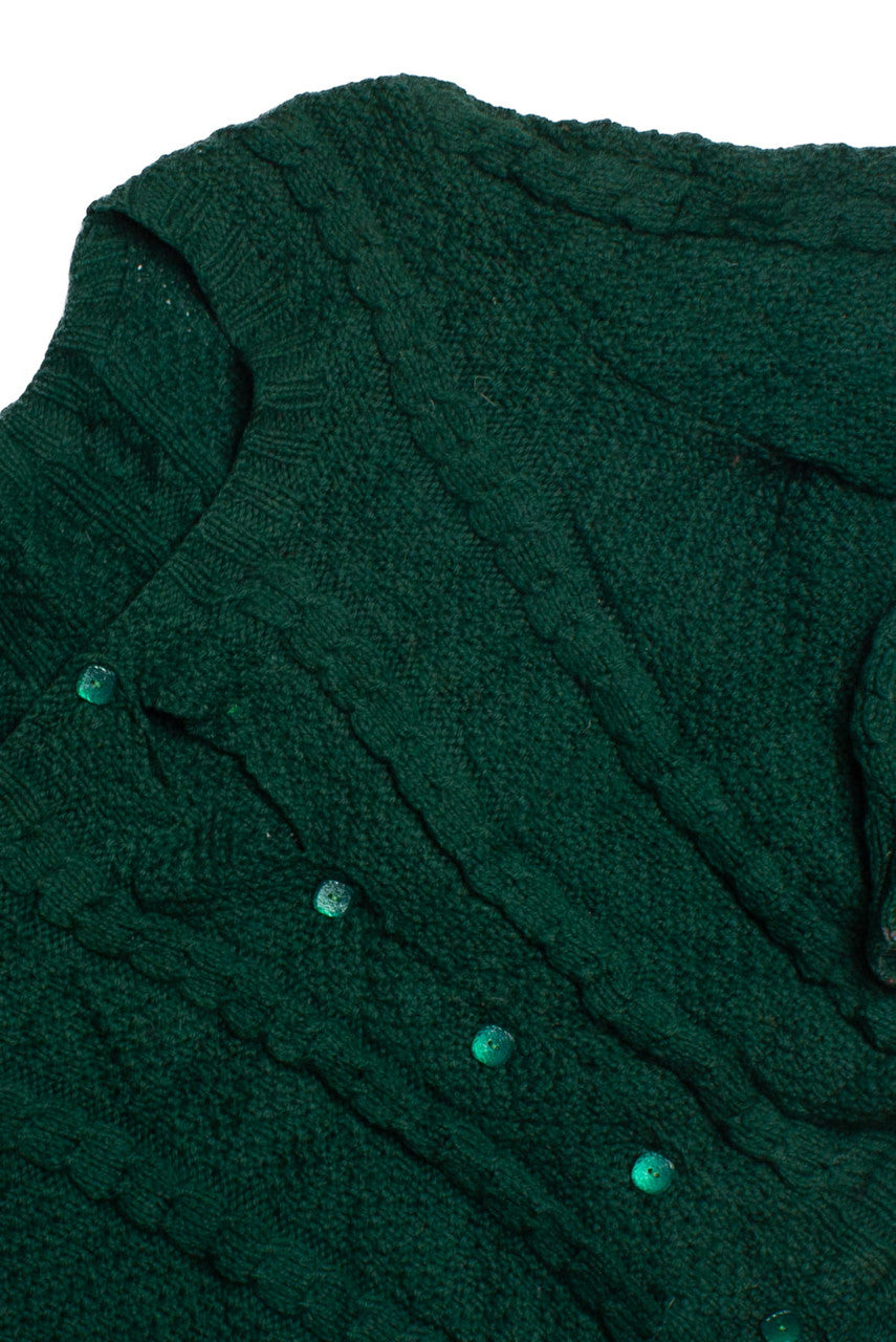 Vintage Emerald Green Fisherman Sweater (1980s)