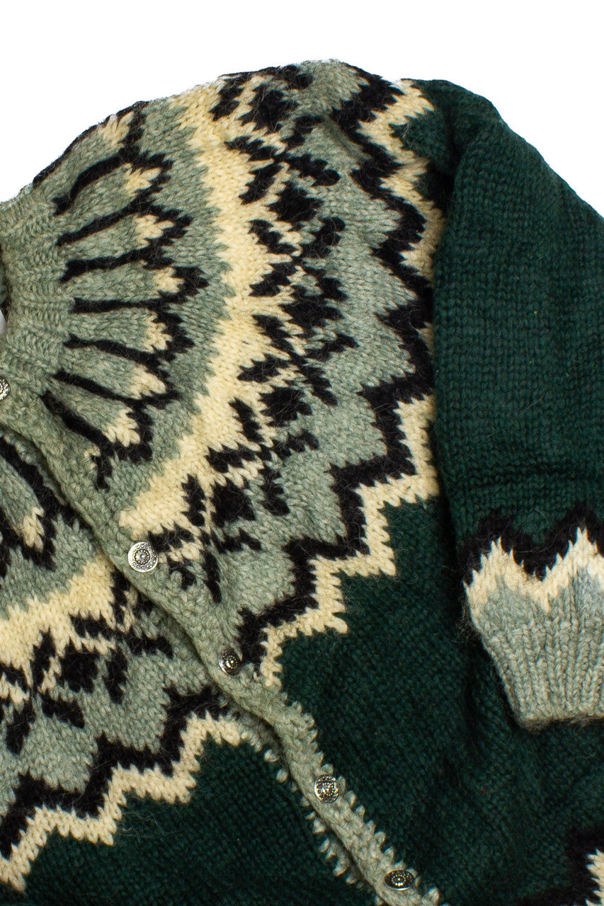 Vintage Green Ice Land Sweaters Vintage Fisherman Cardigan Sweater (1980s)