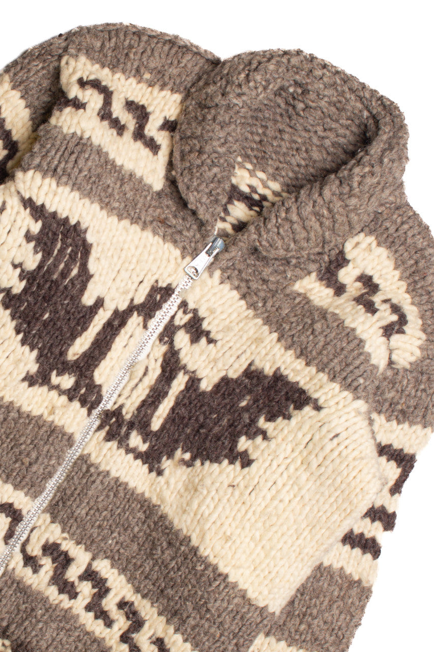 Brown Full Zip Fisherman Sweater 1115