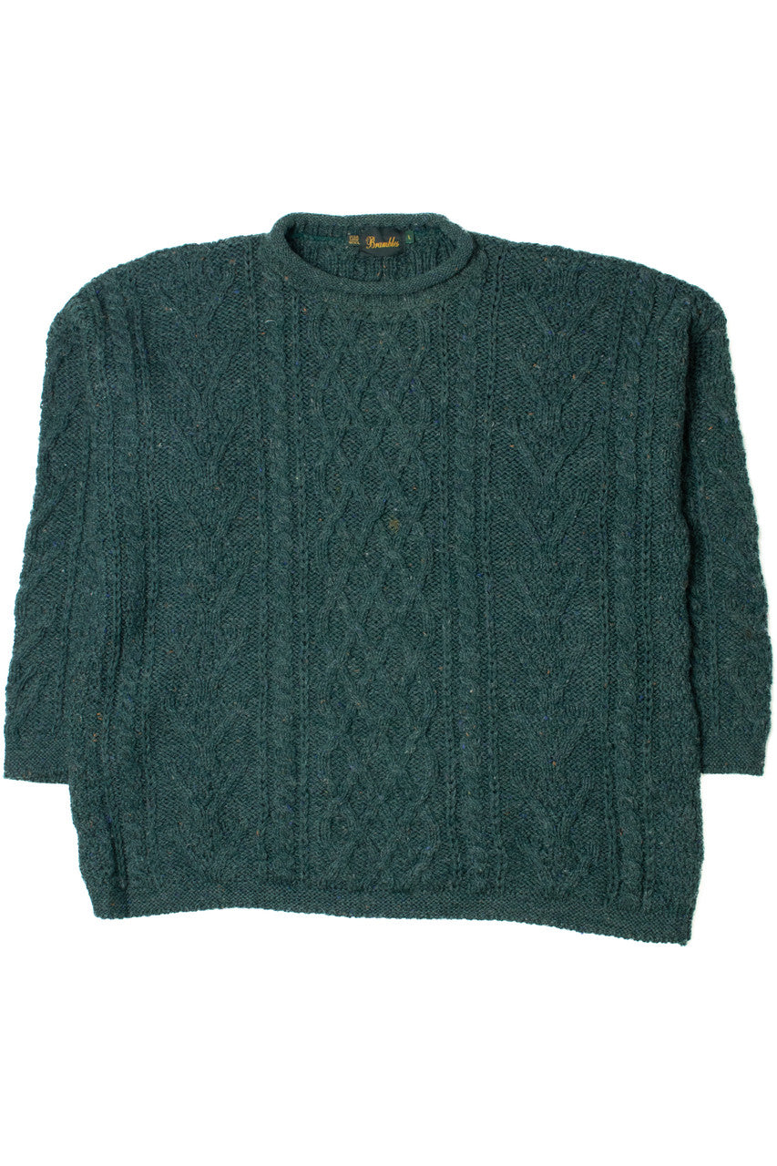 Vintage Green Brambles Fisherman Sweater