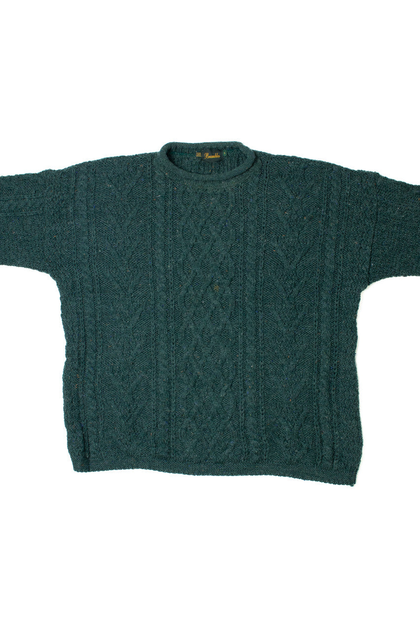 Vintage Green Brambles Fisherman Sweater