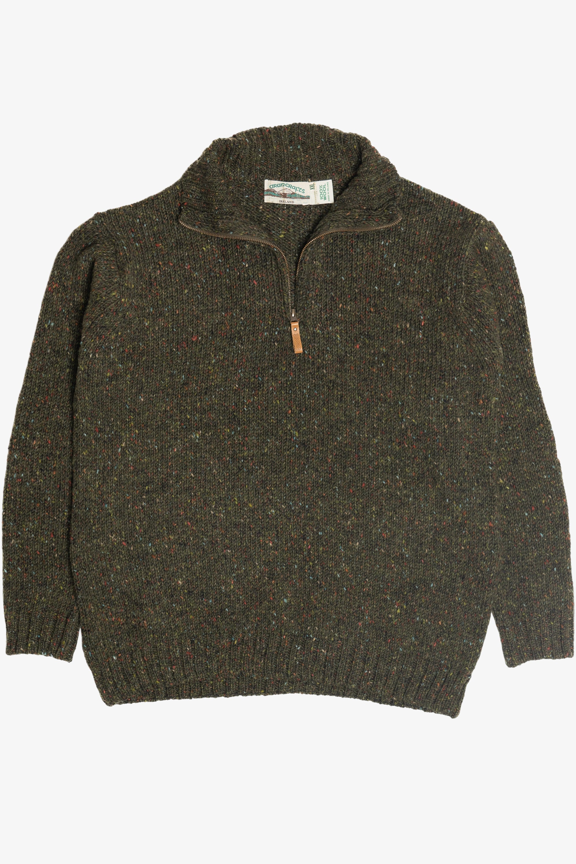 Vintage Aran Crafts Ireland Quarter Zip Wool Fisherman Sweater (2000s)