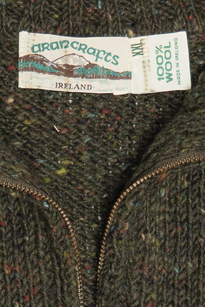 Vintage Aran Crafts Ireland Quarter Zip Wool Fisherman Sweater (2000s)