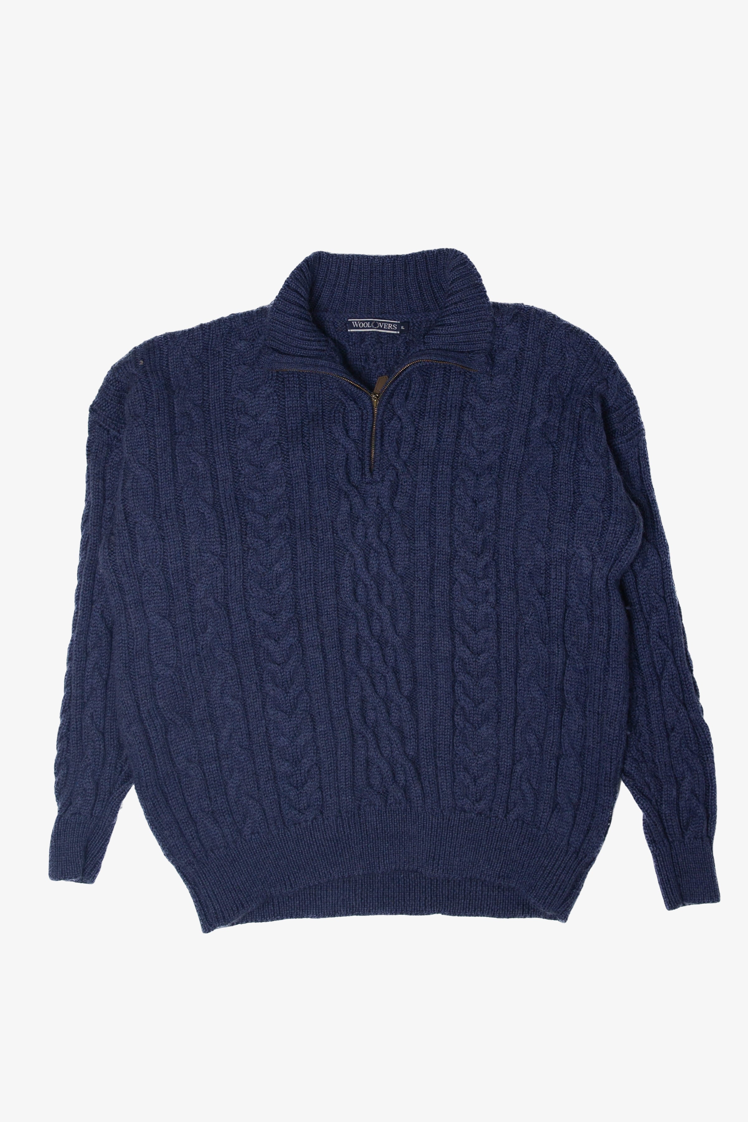 Vintage Wool Vers Blue Quarter Zip Fisherman Sweater (1990s)
