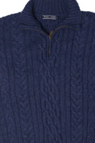 Vintage Wool Vers Blue Quarter Zip Fisherman Sweater (1990s)
