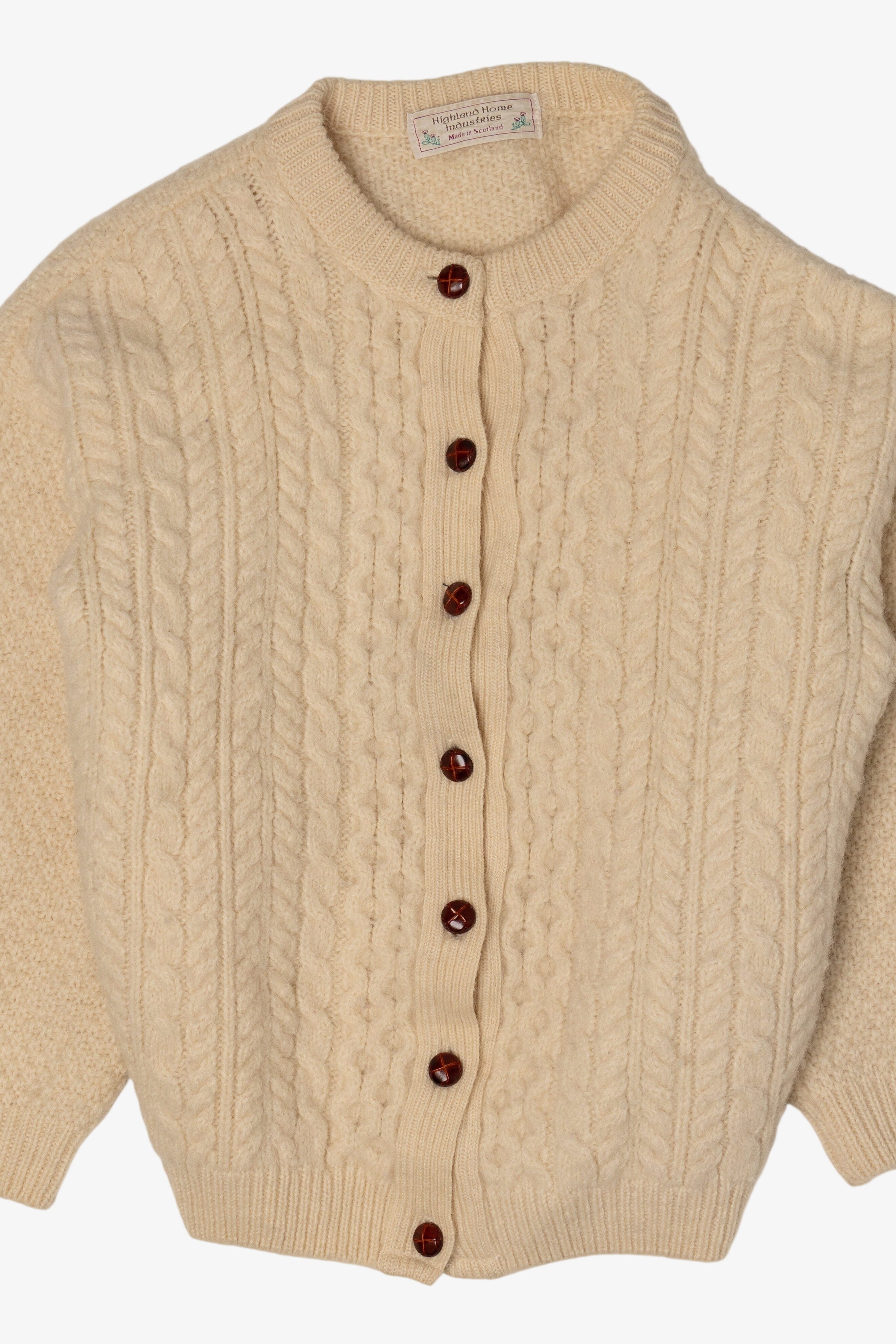 Vintage Highland Homes Industries Fisherman Cardigan Sweater (1990s)