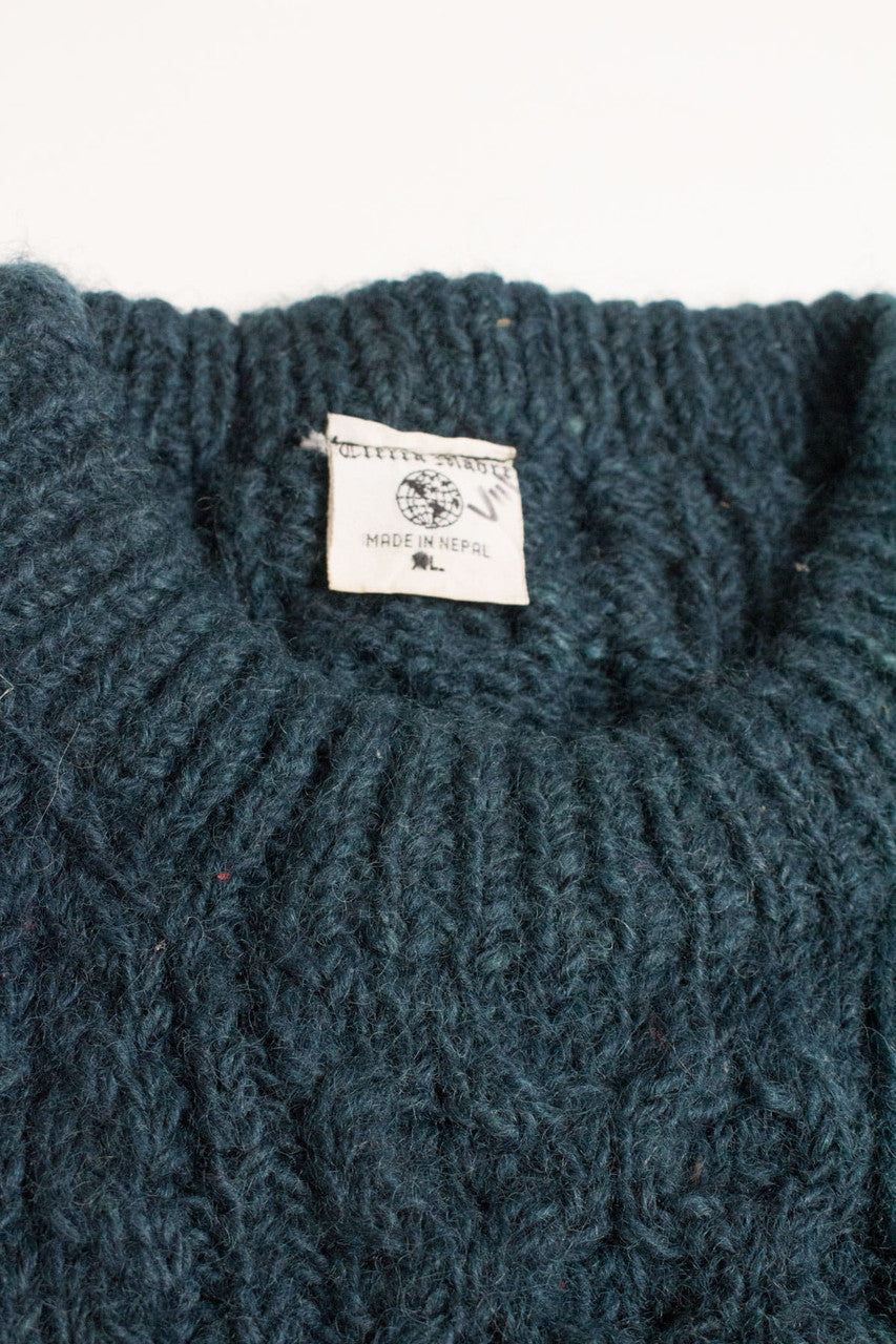 Dark Teal Fisherman Sweater 826