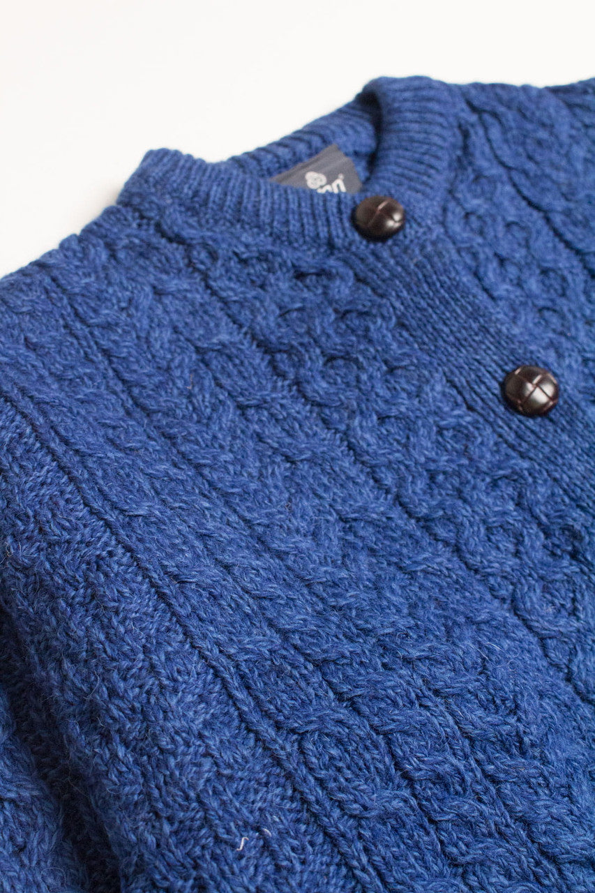 Royal Blue Aran Woolen Mills Fisherman Cardigan 827