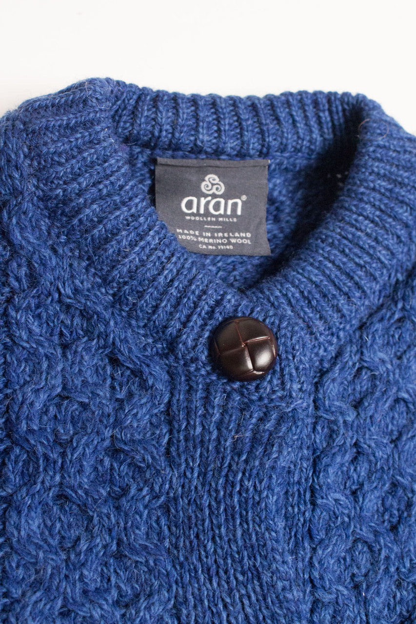 Royal Blue Aran Woolen Mills Fisherman Cardigan 827