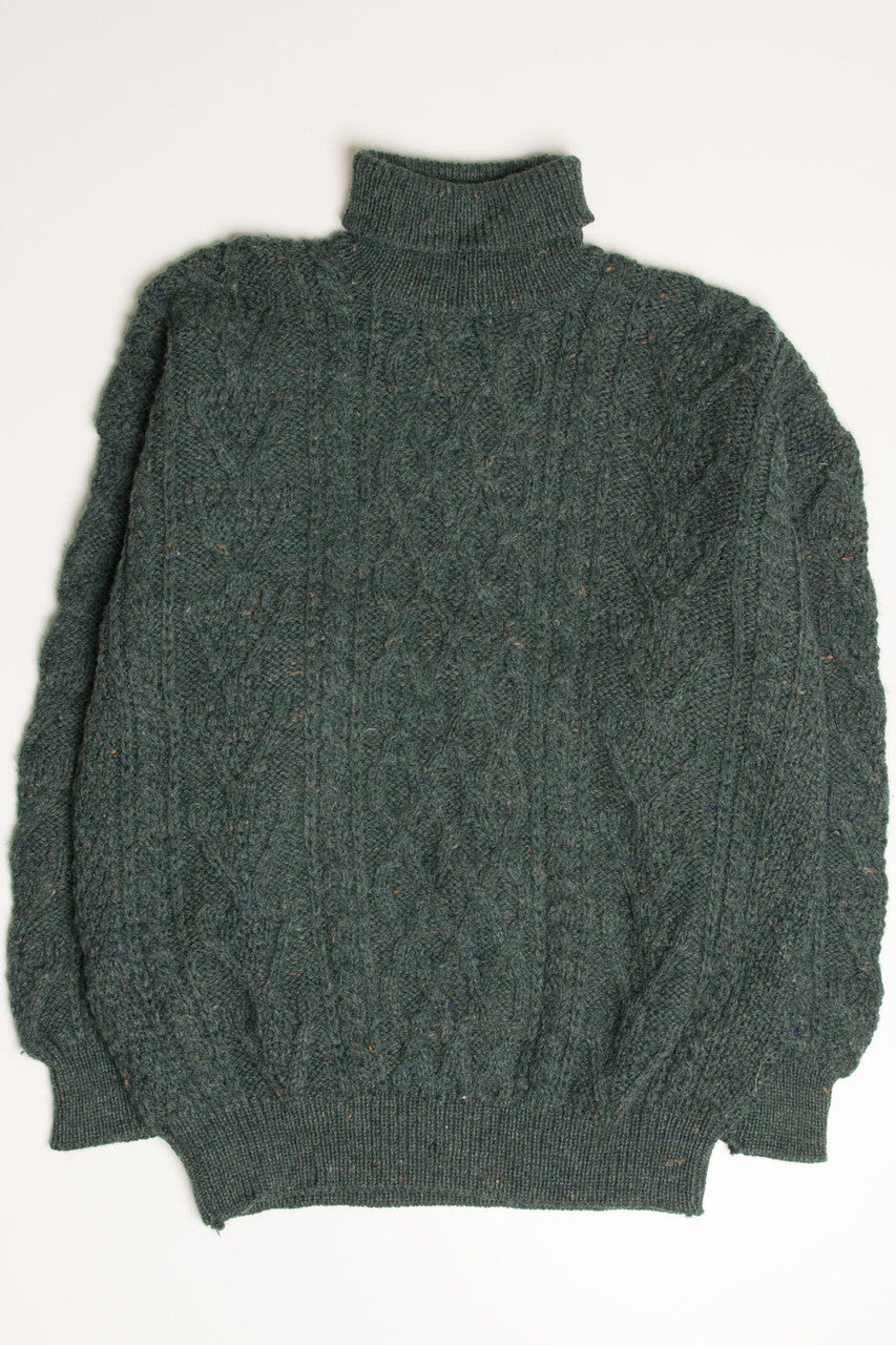 Forest Green Turtleneck Fisherman Sweater 853