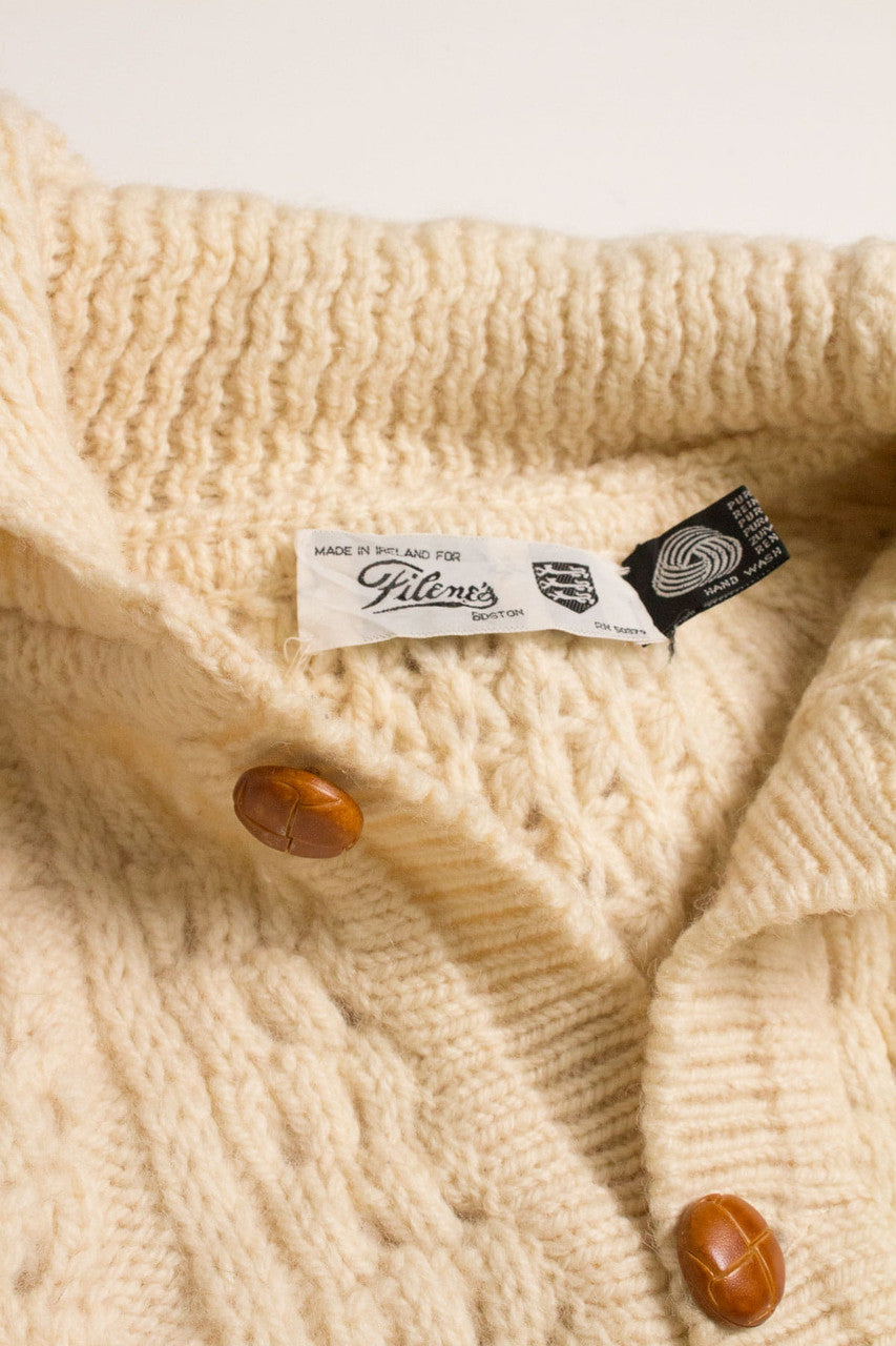 Vintage Filene's Irish Fisherman Cardigan 858