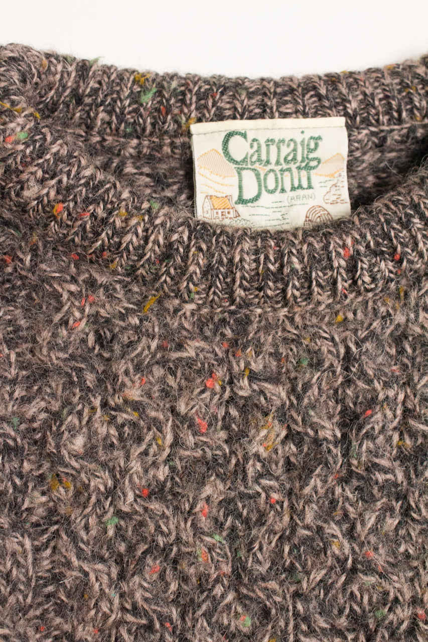 Dark Mauve Carraig Donn Irish Fisherman Sweater 859