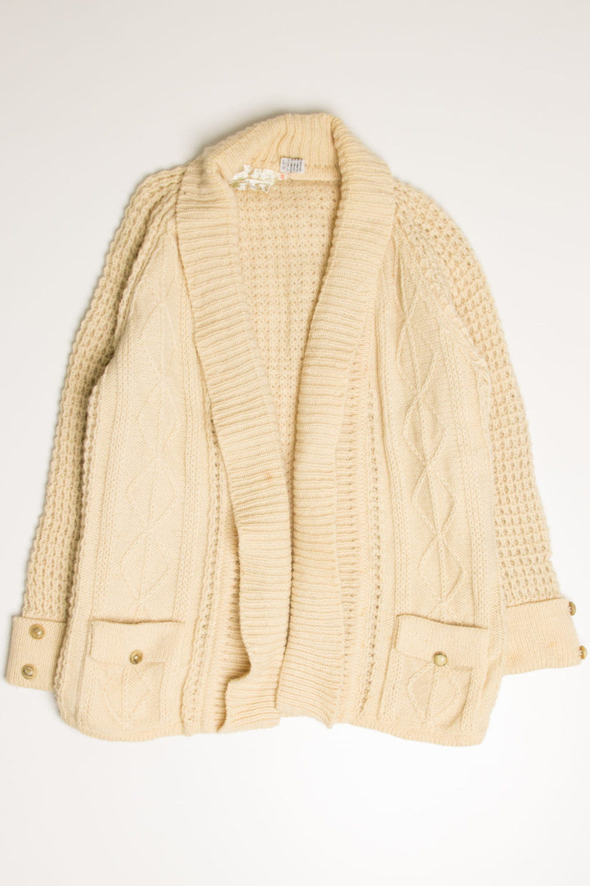 Vintage Purple Heather Irish Fisherman Cardigan 861