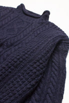 Navy Turtleneck Fisherman Sweater 865