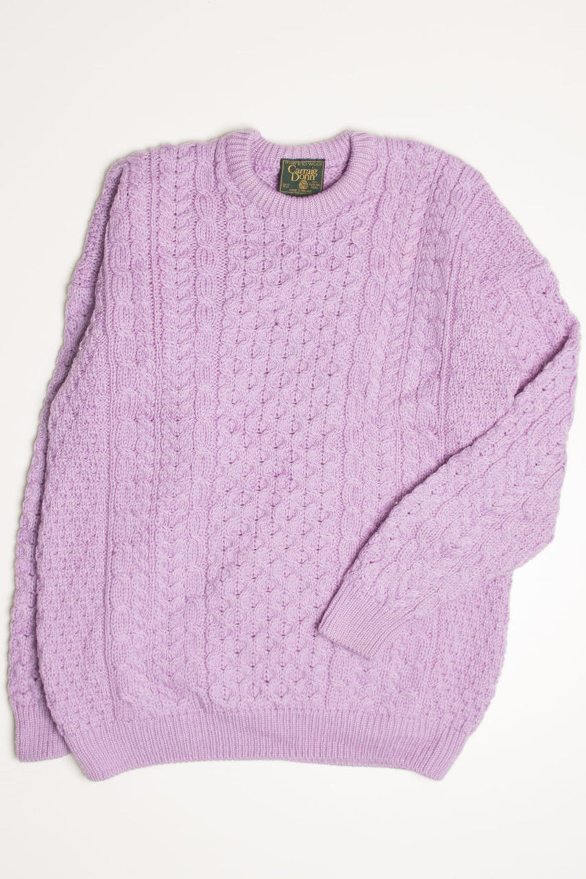 Lilac Carraig Donn Irish Fisherman Sweater 890