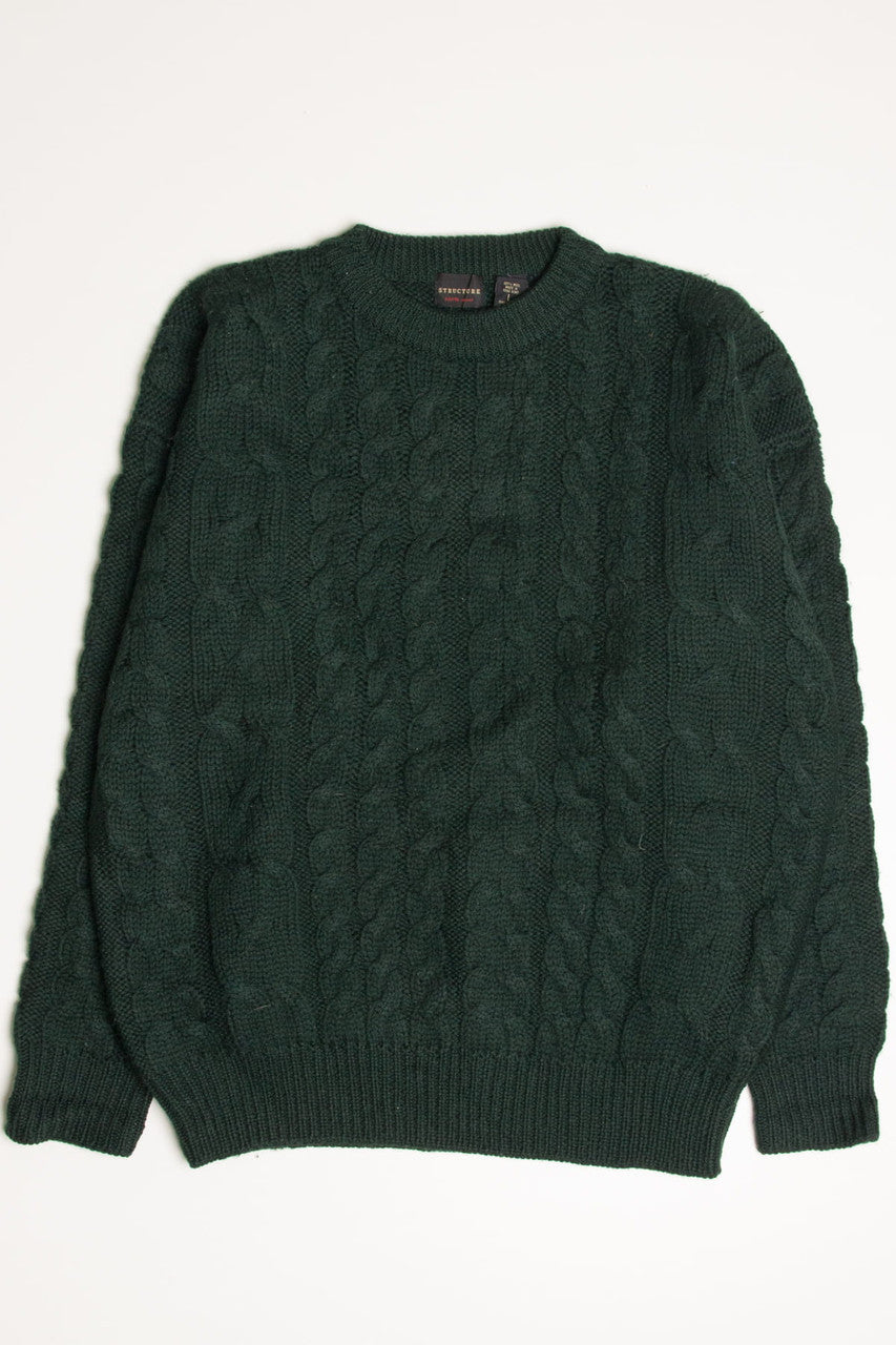 Dark Green Structure Fisherman Sweater 908