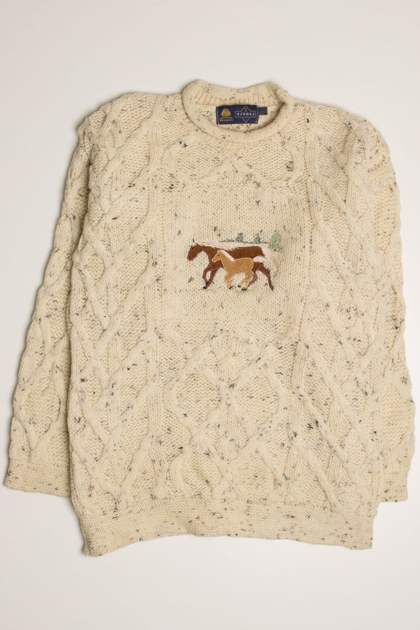 Vintage Wild Horses Fisherman Sweater 939