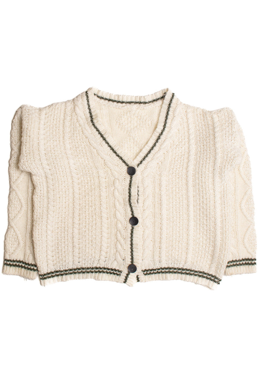 White Cardigan Fisherman Sweater 994