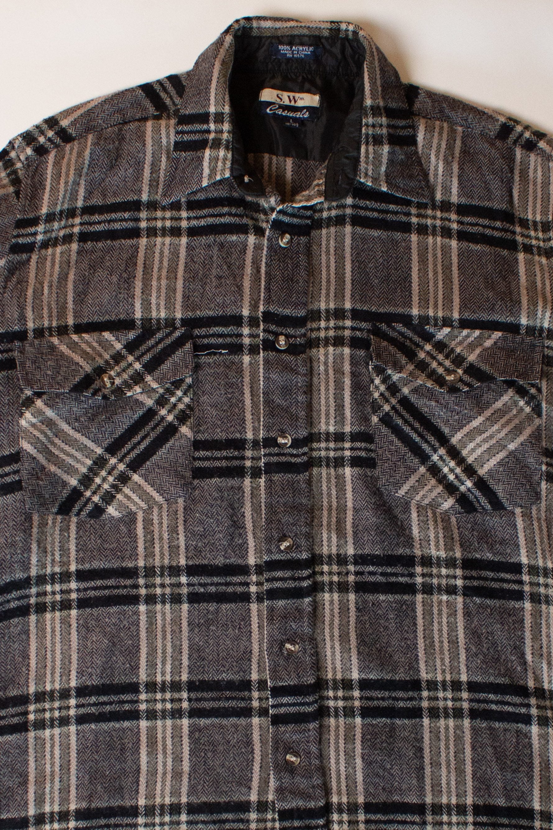 Vintage Gray S.W. Casuals Flannel Shirt (1990s)