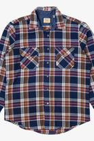Vintage Navy Blue Plaid Sears Flannel Button Up Shirt (1970s)
