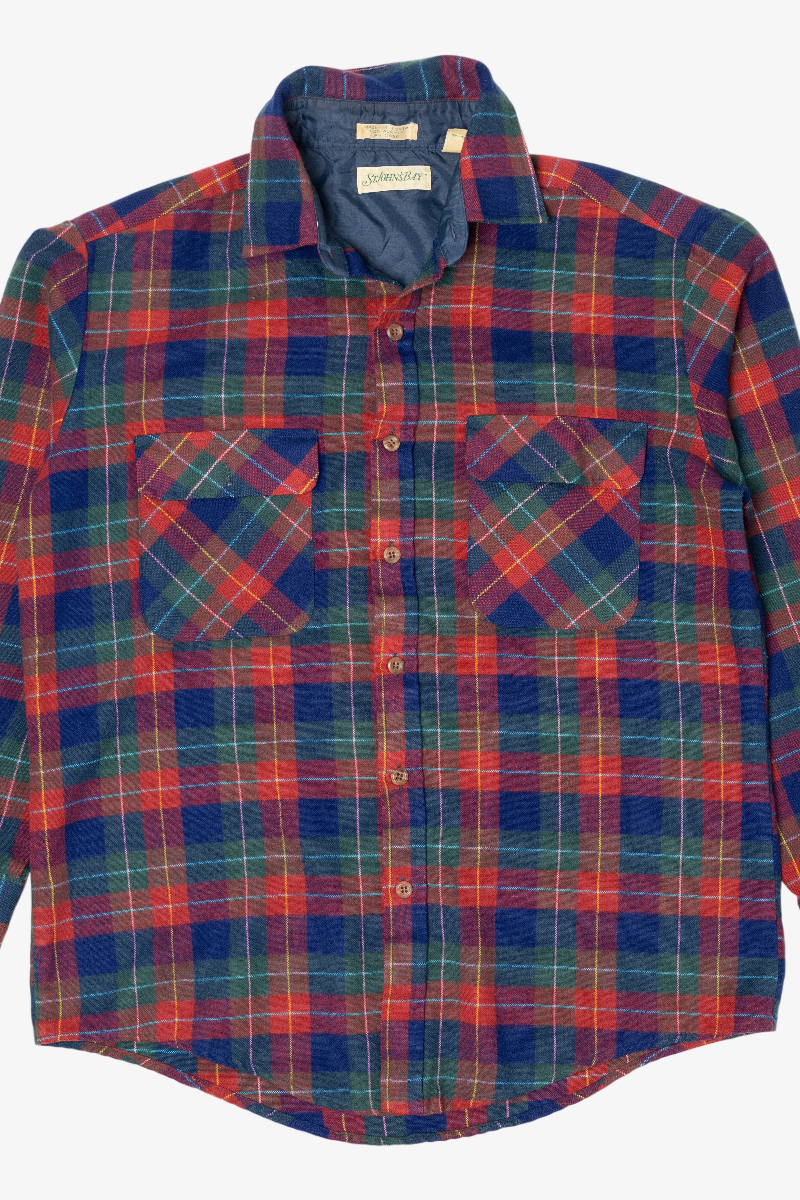 Vintage Red And Navy Blue St. John's Bay Flannel Button Up Shirt (1990s)