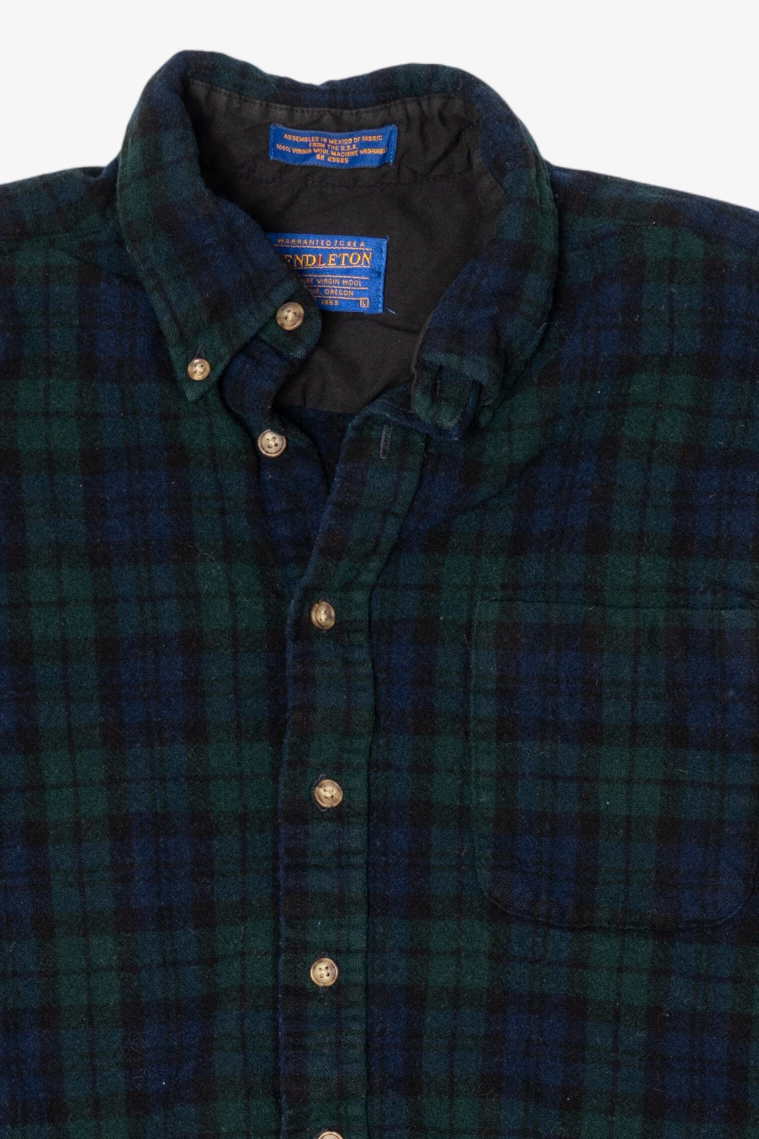 Vintage Dark Green Pendleton Authentic Black Watch Tartan Button Up Shirt (1980s)