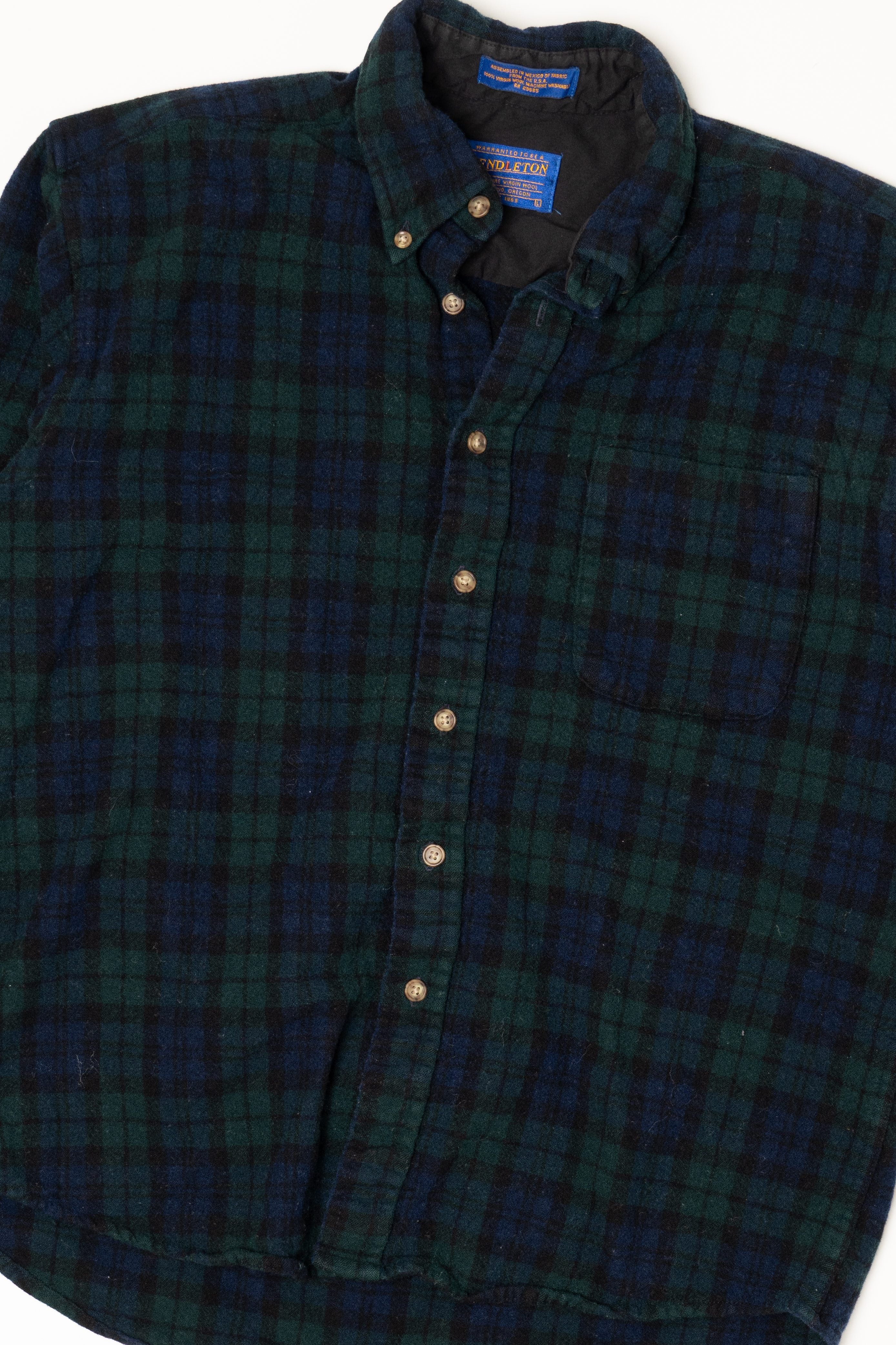 Vintage Dark Green Pendleton Authentic Black Watch Tartan Button Up Shirt (1980s)