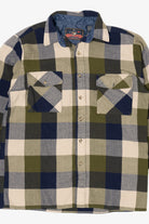 Vintage Navy Blue Back Packer Flannel Button Up Shirt (1990s)
