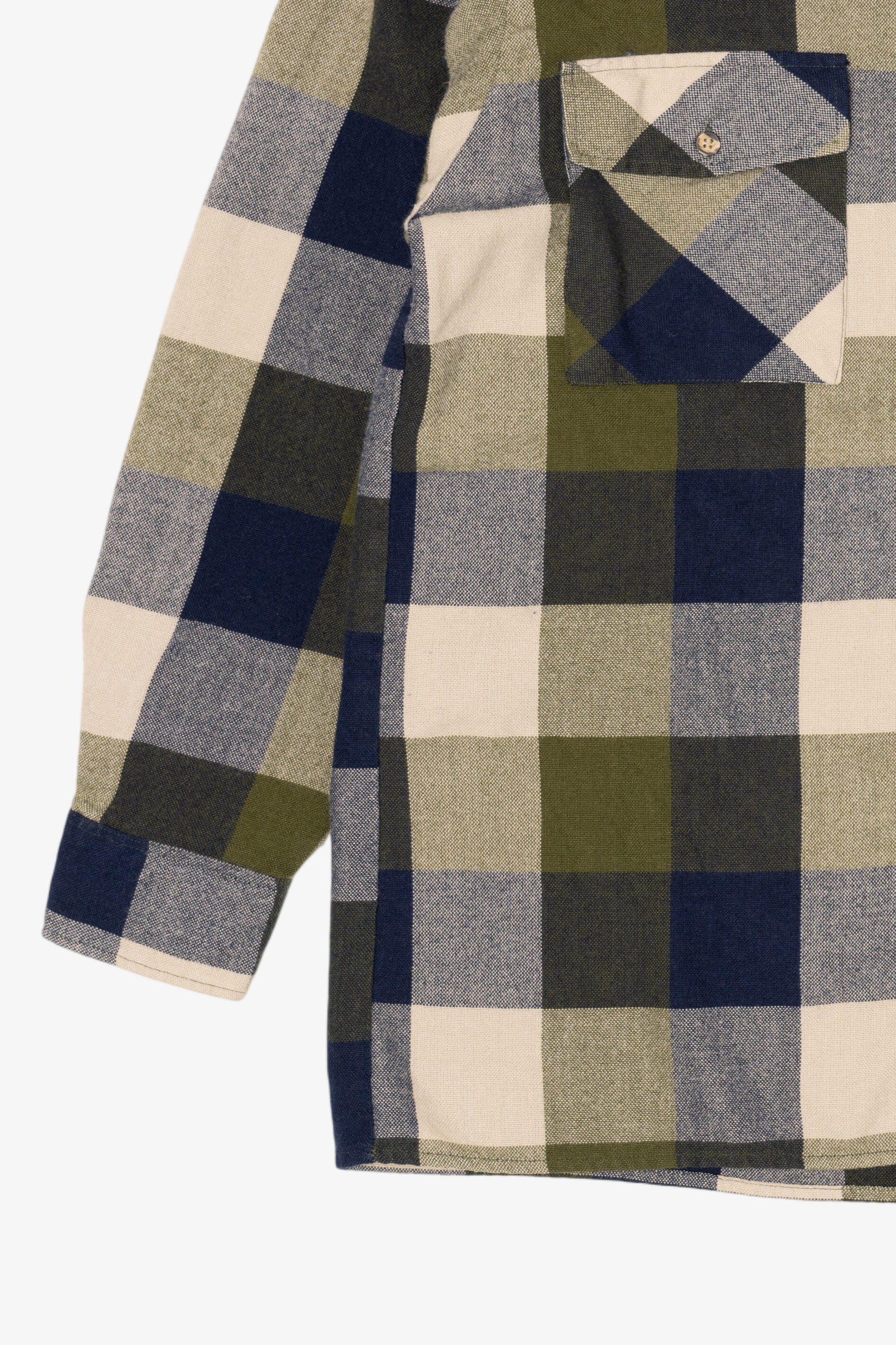 Vintage Navy Blue Back Packer Flannel Button Up Shirt (1990s)