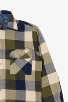 Vintage Navy Blue Back Packer Flannel Button Up Shirt (1990s)