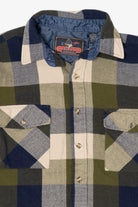 Vintage Navy Blue Back Packer Flannel Button Up Shirt (1990s)
