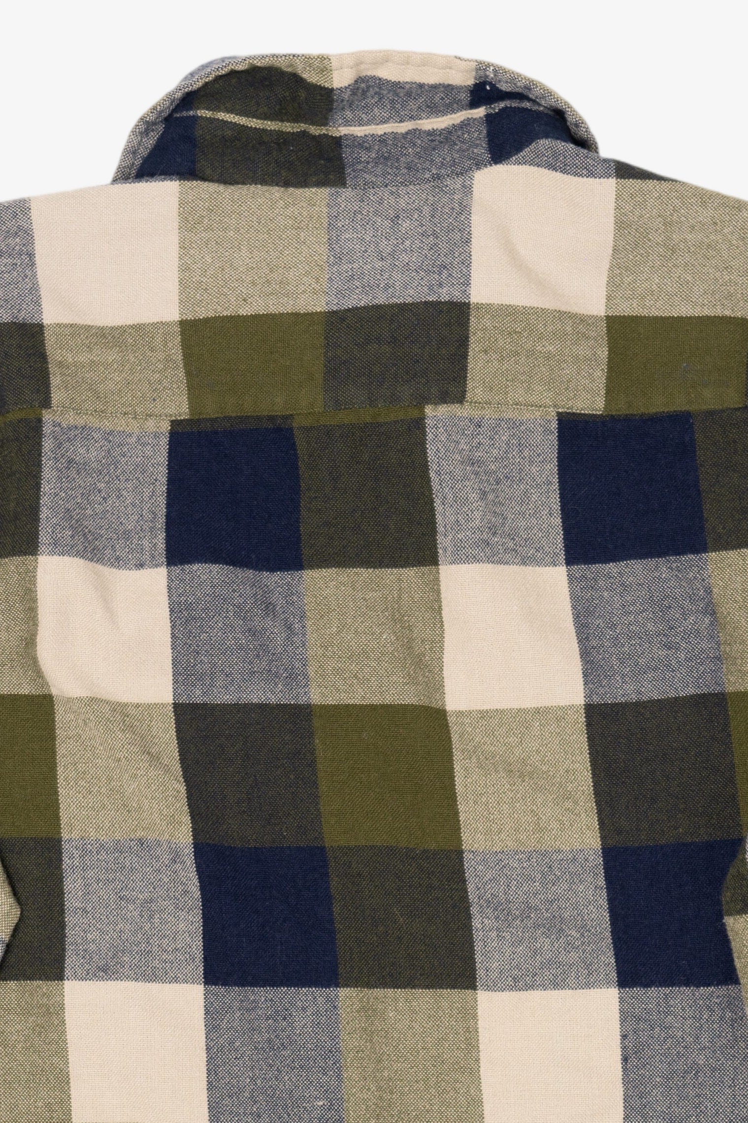 Vintage Navy Blue Back Packer Flannel Button Up Shirt (1990s)
