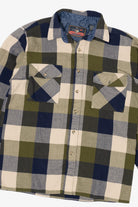 Vintage Navy Blue Back Packer Flannel Button Up Shirt (1990s)