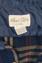 Vintage Yellow And Navy Blue Plaid Men's Store Button Up Flannel Shirt (1970s)